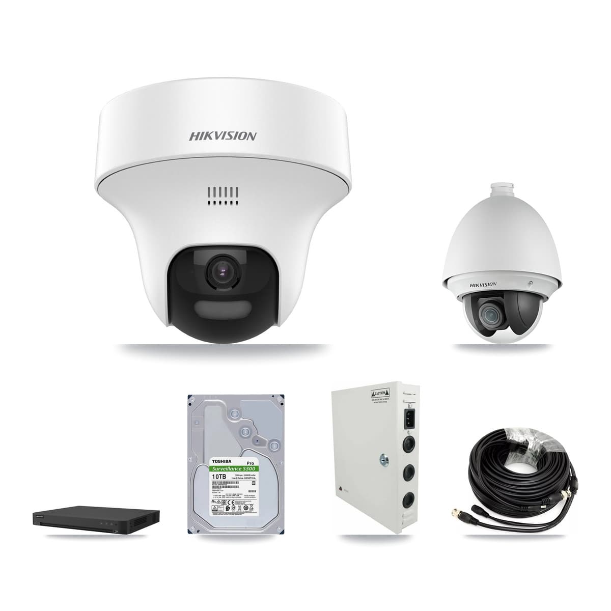 Hikvision 32-Channel 2MP – 5MP CCTV Kit — 1 DS-2AE4225T 2MP PTZ + 16 DS-2CE70K0T 5MP Turret Cameras + 2× 10TB Recording (IDS-7232HQHI Recorder) - Image 1