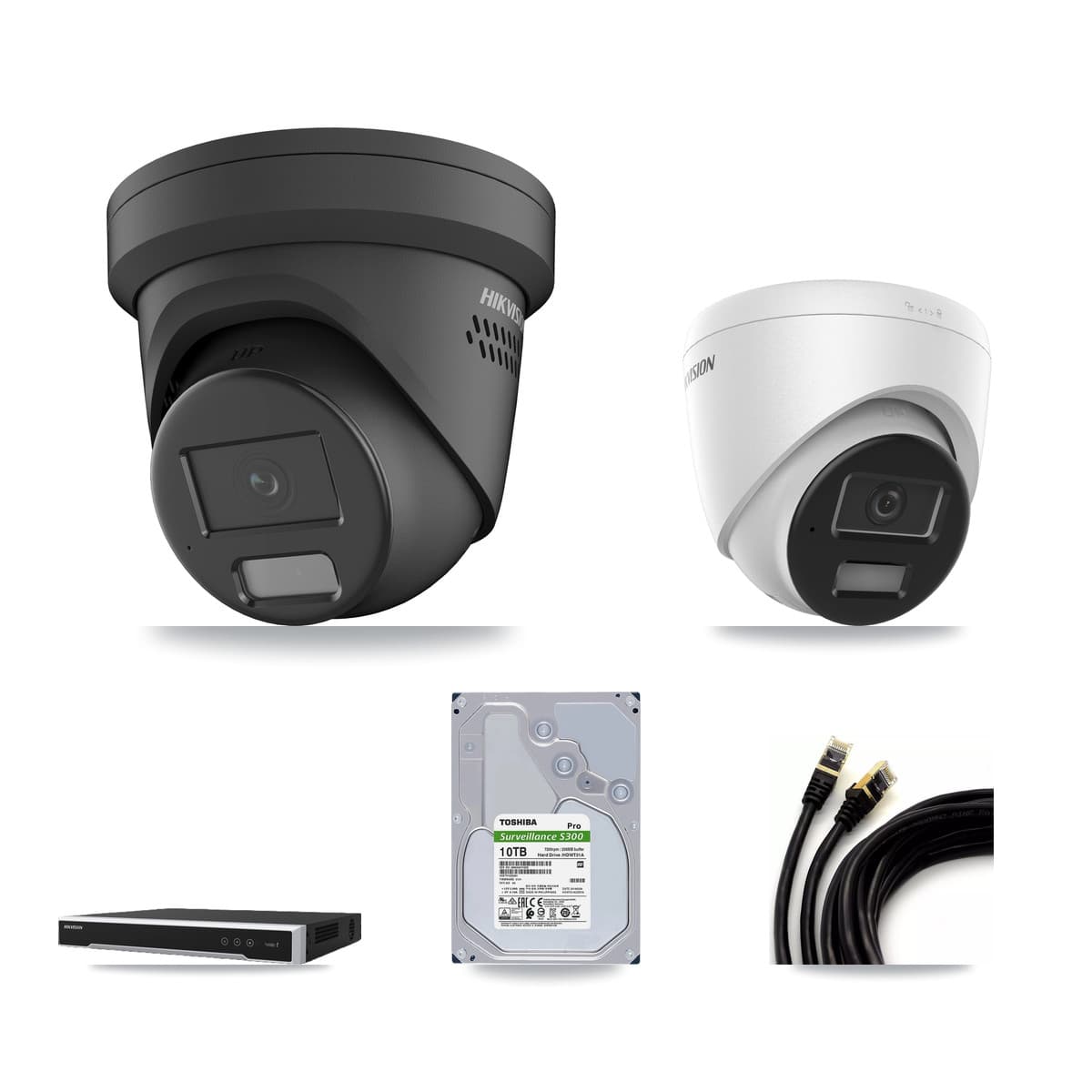 Hikvision 16-Channel 4MP CCTV Kit — 1 DS-2CD1343G2 + 7 DS-2CD2347G2 Turret Cameras + 10TB Recording - Image 1