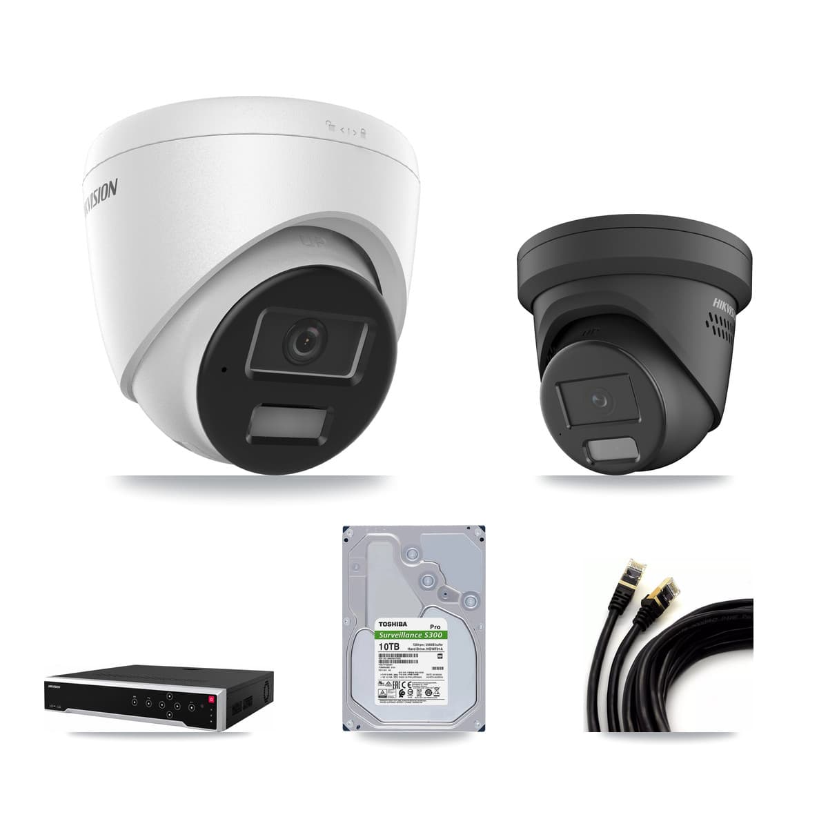 Hikvision 32-Channel 4MP CCTV Kit — 8 DS-2CD1343G2 + 8 DS-2CD2347G2 Turret Cameras + 2× 10TB Recording - Image 1