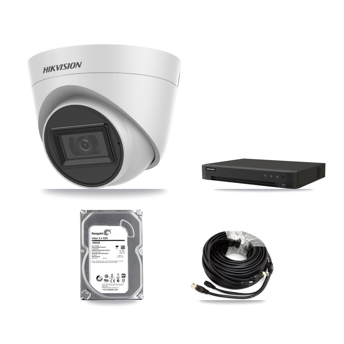Hikvision 16-Channel 5MP CCTV Kit — 1 White Turret Camera + 1TB Recording (IDS-7216HQHI Recorder) - Image 1
