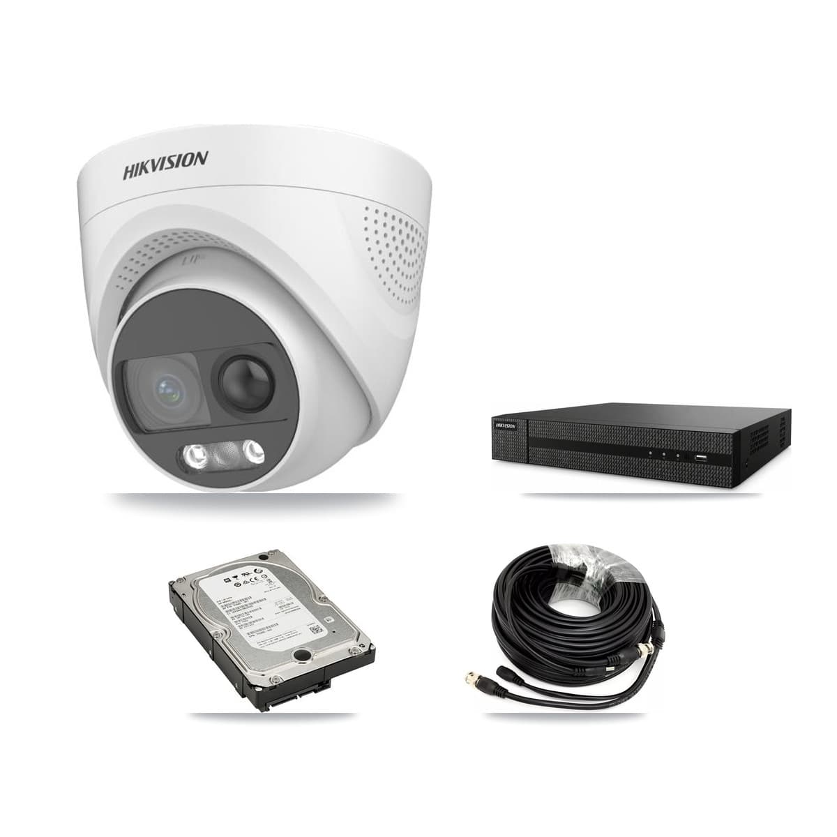 Hikvision 8-Channel 5MP CCTV Kit — 4 DS-2CE72KF3T Turret Cameras + 5TB Recording (DVR-8CH Recorder) - Image 1
