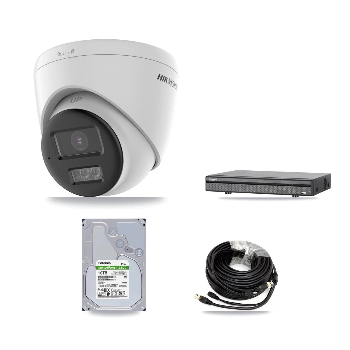 Hikvision & Dahua 8-Channel 5MP CCTV Kit — 8 DS-2CE78K0T-LTS Turret Cameras + 10TB Recording (DH-XVR5108H-4KL-X-8P Recorder) - Image 1