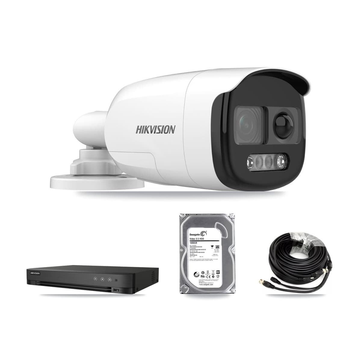 Hikvision 4-Channel 5MP CCTV Kit — 3 DS-2CE12KF3T Bullet Cameras + 1TB Recording (IDS-7204HQHI Recorder) - Image 1