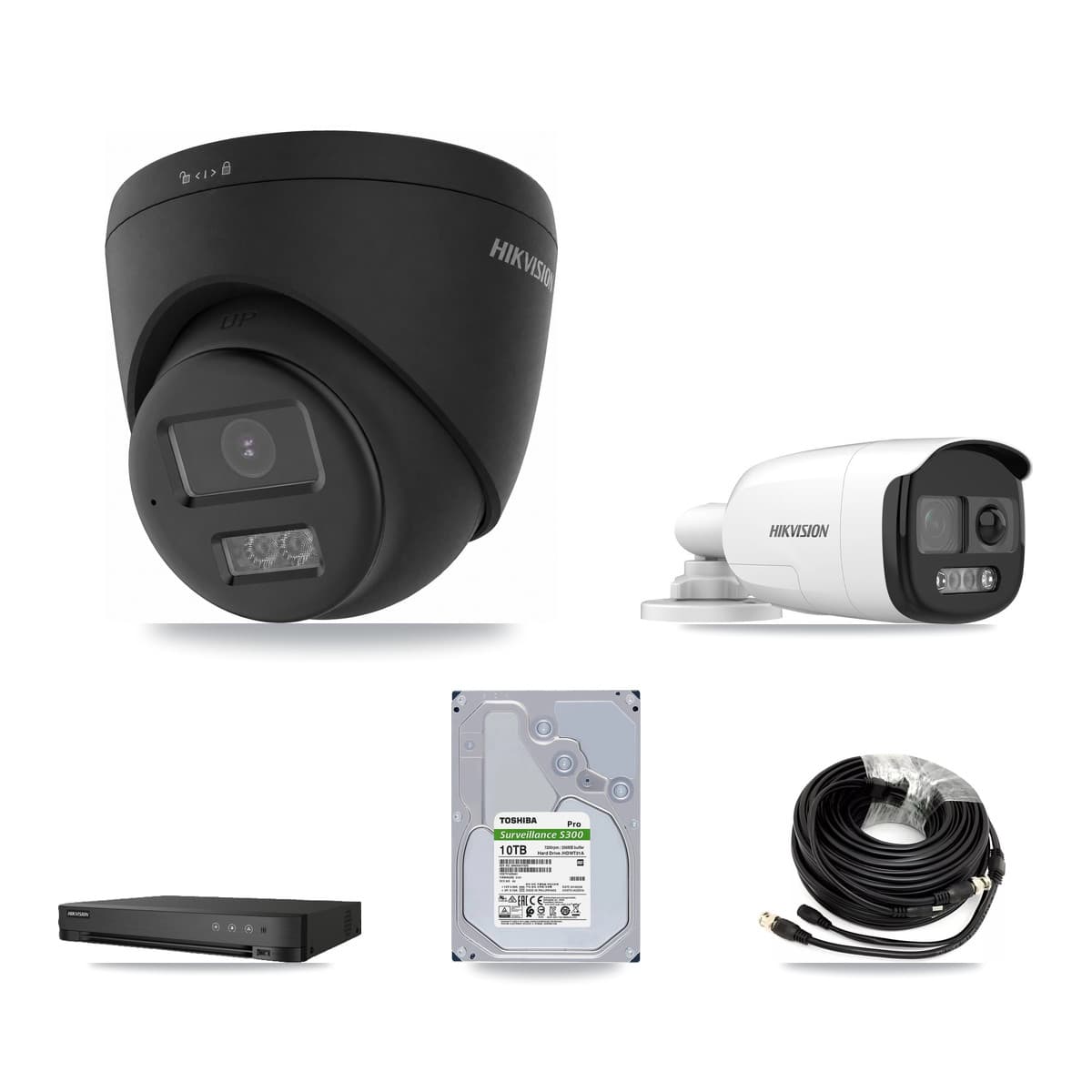 Hikvision 8-Channel 5MP – 4K CCTV Kit — 1 5MP Bullet + 4 Black 4K Turret Cameras + 10TB Recording - Image 1
