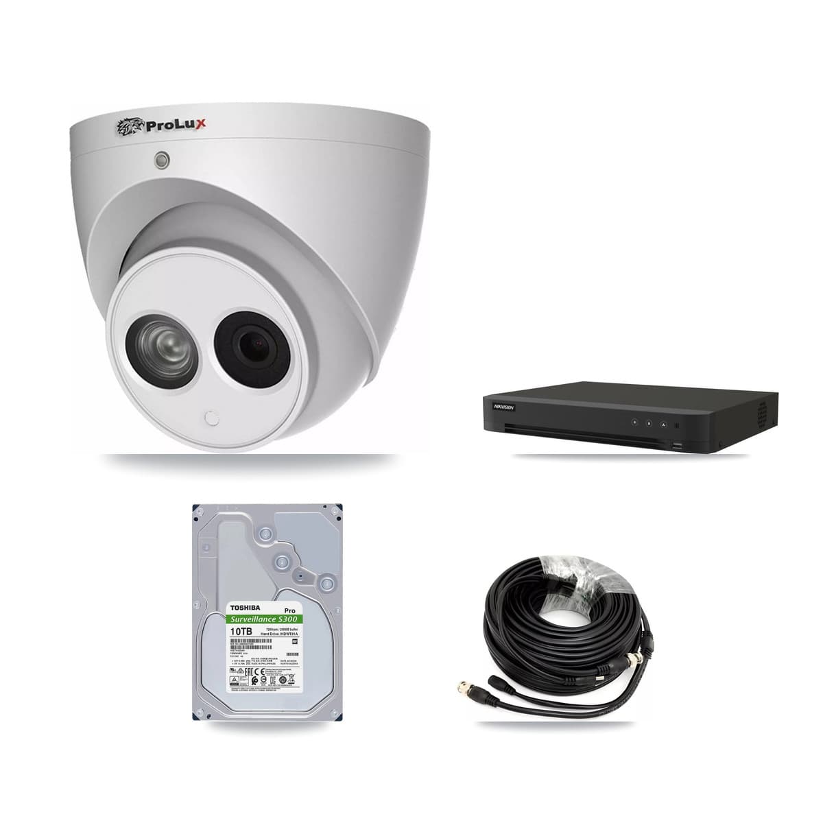 Prolux & Hikvision 8-Channel 4MP CCTV Kit — 8 PXC-612C4W-A-POC Turret Cameras + 10TB Recording (IDS-7208HUHI-M1/XT Recorder) - Image 1