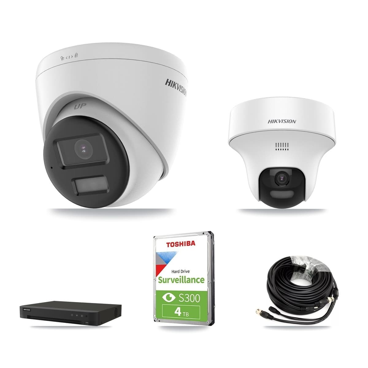 Hikvision 8-Channel 5MP CCTV Kit — 1 DS-2CE70K0T + 2 DS-2CE78K0T Turret Cameras + 4TB Recording (IDS-7208HUHI Recorder) - Image 1