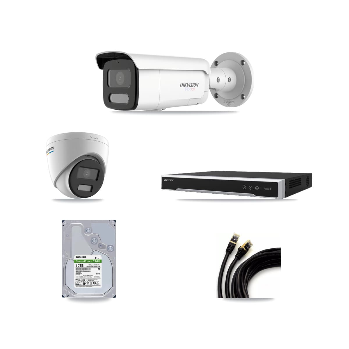 Hikvision 8-Channel 2MP – 4K CCTV Kit — 2 2MP Turret + 6 4K Bullet Cameras + 2× 10TB Recording - Image 1