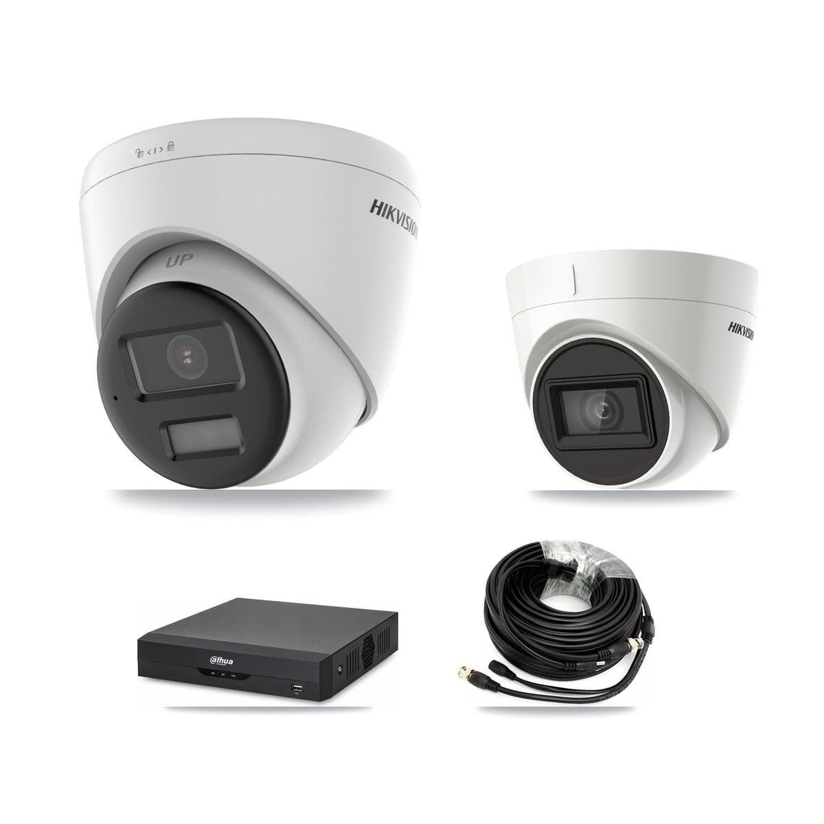 Hikvision & Dahua 4-Channel 4K CCTV Kit — 2 DS-2CE78U0T + 1 DS-2CE78U1T Turret Cameras + 8TB Recording - Image 1
