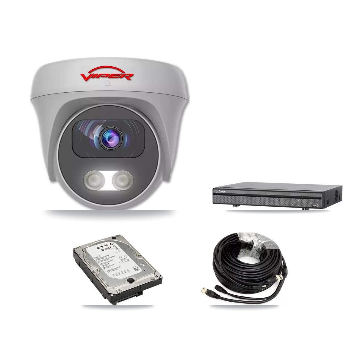 Viper & Dahua 8-Channel 5MP CCTV Kit — 4 White Cameras + 5TB Recording (DH-XVR5108H Recorder) - Image 1