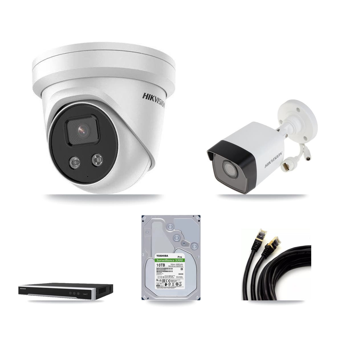Hikvision 16-Channel 5MP CCTV Kit — 2 DS-2CD1053G0 Bullet + 6 DS-2CD3356G2 Turret Cameras + 10TB Recording - Image 1
