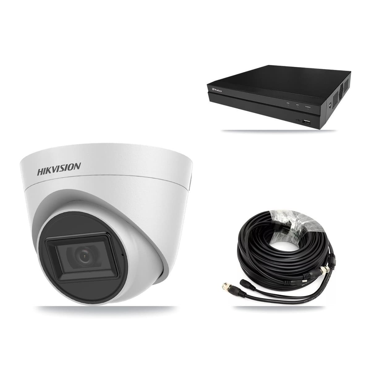 Hikvision & Prolux 8-Channel 5MP CCTV Kit — 2 White Turret Cameras + 2TB Recording (PXD-5208AN Recorder) - Image 1