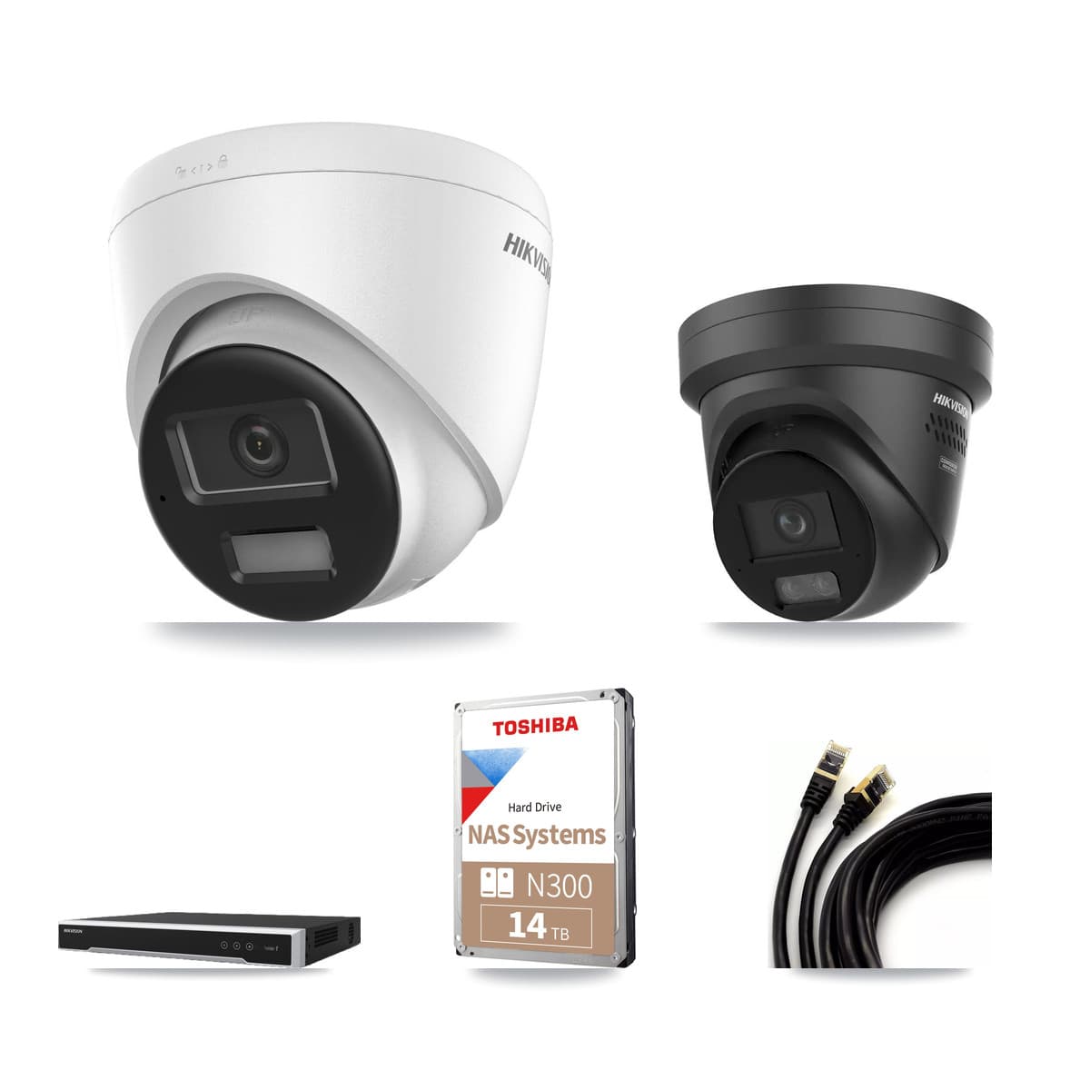 Hikvision 16-Channel 4K CCTV Kit — 4 DS-2CD1383G2 + 2 DS-2CD2387G3 Turret Cameras + 14TB Recording - Image 1