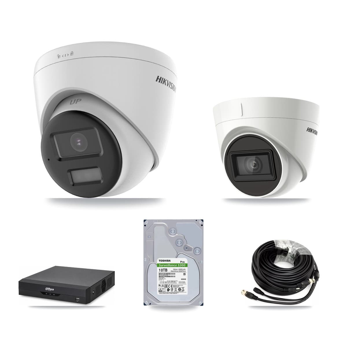 Hikvision & Dahua 4-Channel 4K CCTV Kit — 3 DS-2CE78U0T + 1 DS-2CE78U1T Turret Cameras + 10TB Recording - Image 1