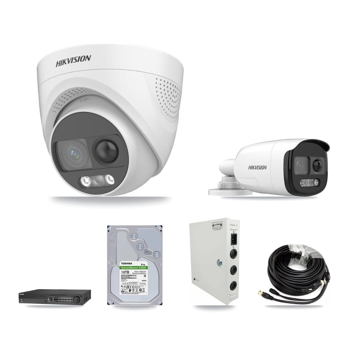 Hikvision 32-Channel 5MP CCTV Kit — 5 DS-2CE12KF3T Bullet + 11 DS-2CE72KF3T Turret Cameras + 2× 10TB Recording (IDS-7332HUHI Recorder) - Image 1