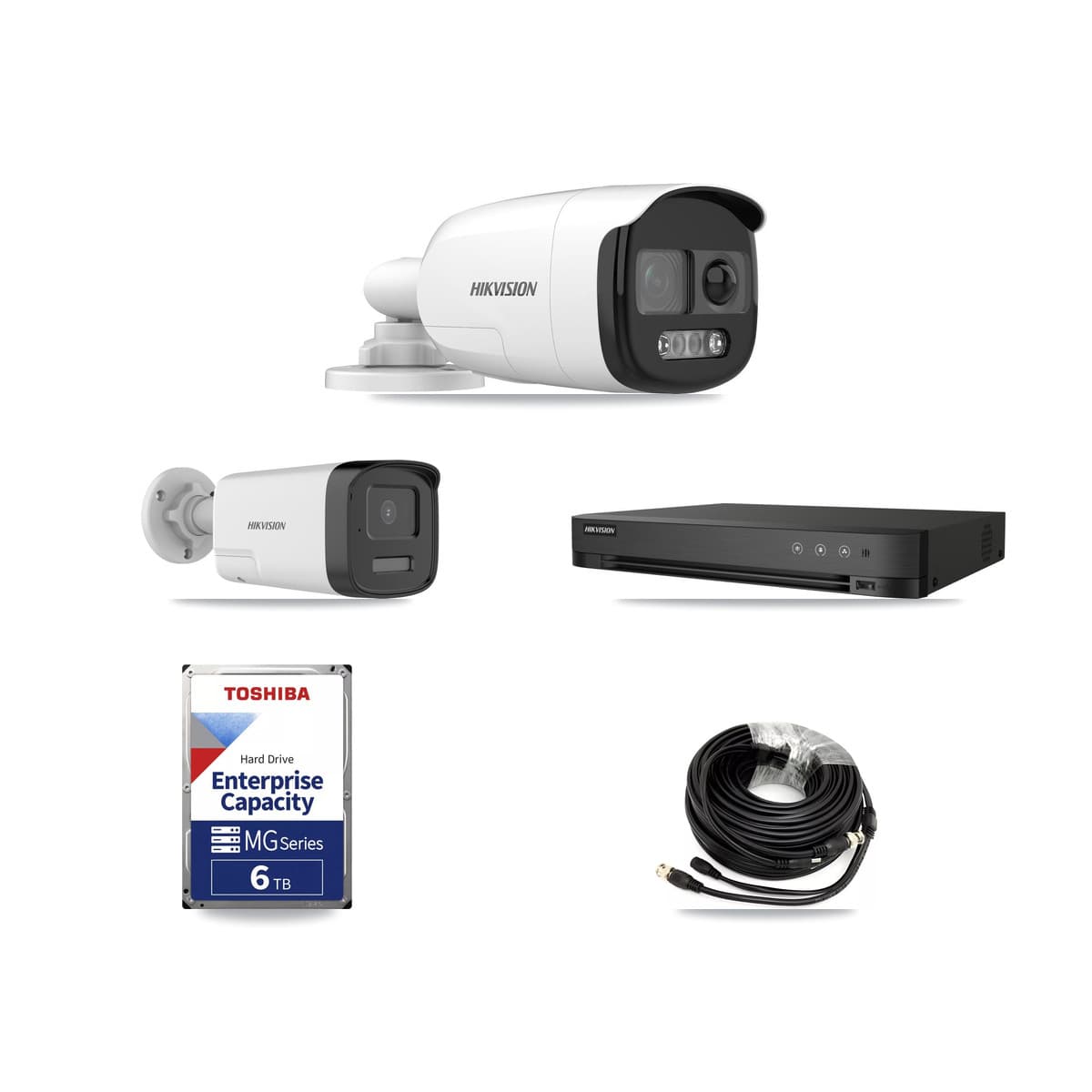 Hikvision 4-Channel 5MP CCTV Kit — 1 DS-2CE12KF3T + 1 DS-2CE17K0T Bullet Cameras + 6TB Recording (IDS-7204HUHI Recorder) - Image 1