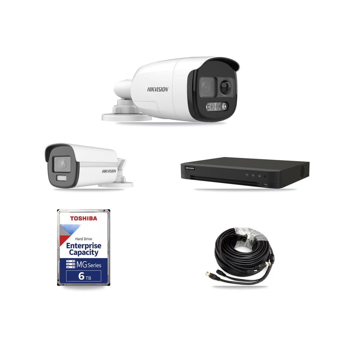 Hikvision 8-Channel 5MP – 4K CCTV Kit — 3 DS-2CE12KF3T-PIRXO 5MP + 1 DS-2CE12UF3T-E 4K Bullet Cameras + 6TB Recording (IDS-7208HUHI-M1/XT Recorder) - Image 1