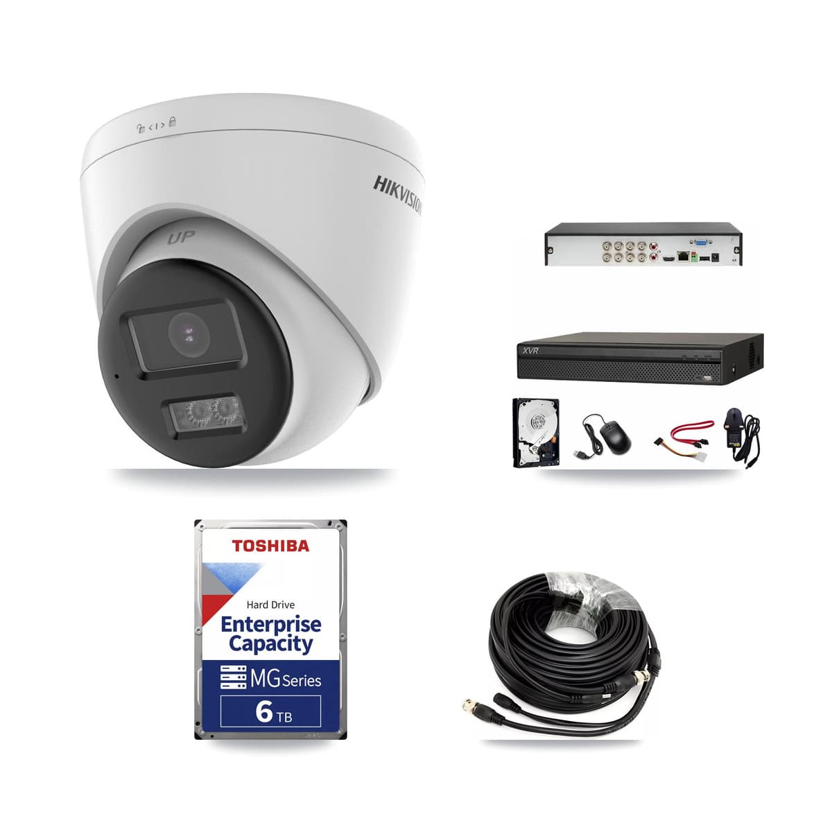Hikvision & Dahua 8-Channel 5MP CCTV Kit — 4 DS-2CE78K0T-LTS Turret Cameras + 6TB Recording (XVR-3108AD-4K Recorder) - Image 1