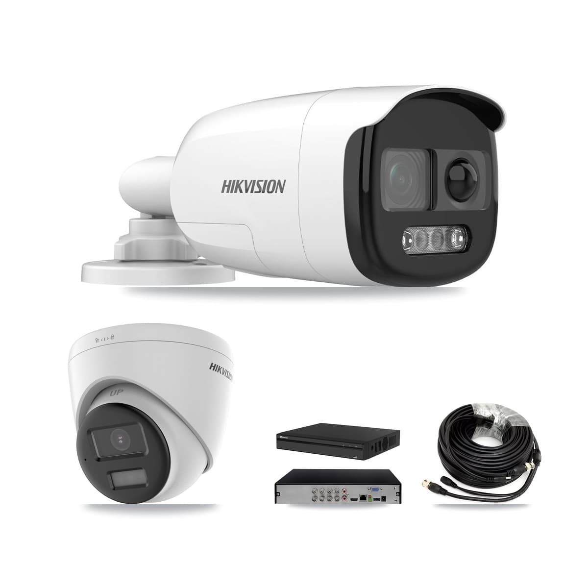 Hikvision & Prolux 8-Channel 5MP – 4K CCTV Kit — 2 5MP Bullet + 2 4K Turret Cameras + 8TB Recording (PXD-5108HS Recorder) - Image 1