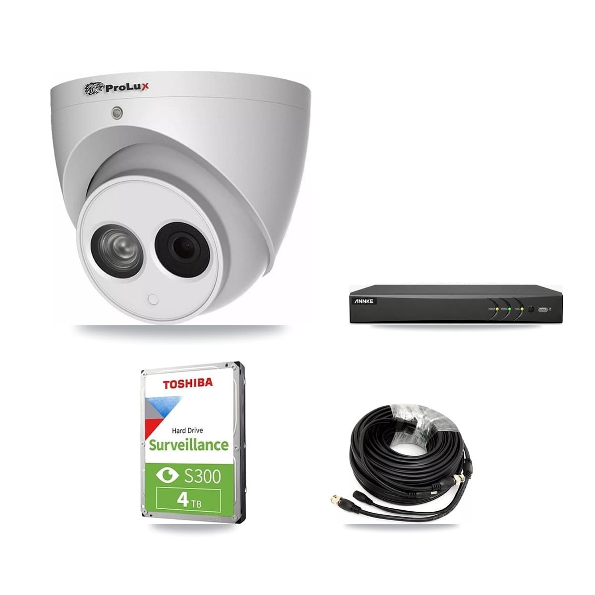Prolux & ANNKE 4-Channel 4MP CCTV Kit — 2 Turret Cameras + 4TB Recording - Image 1