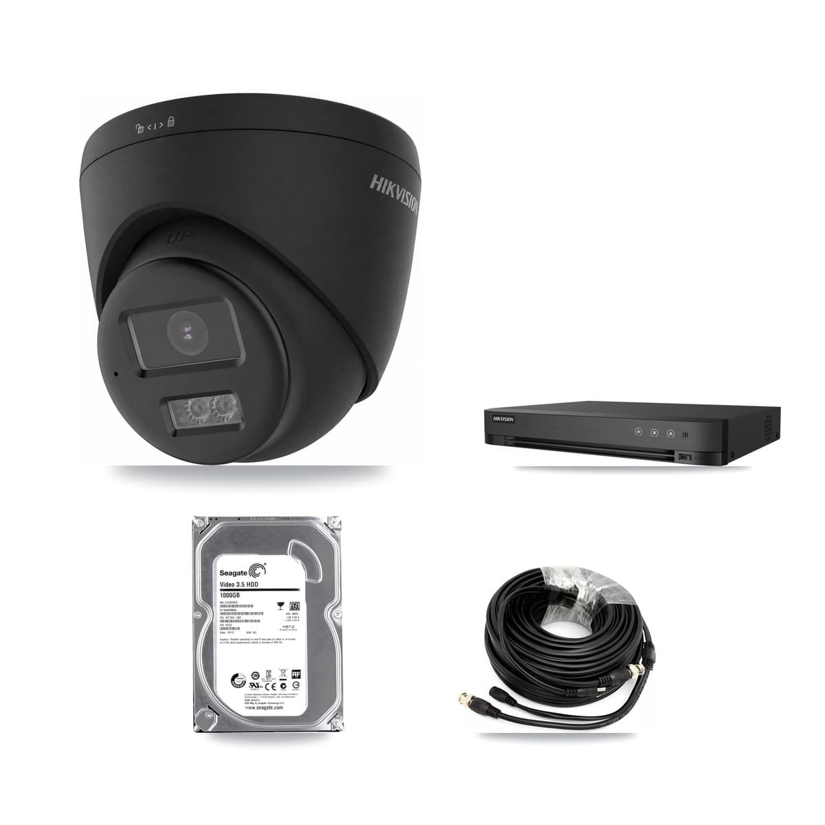 Hikvision 4-Channel 4K CCTV Kit — 1 Black DS-2CE78U0T Turret Camera + 1TB Recording - Image 1