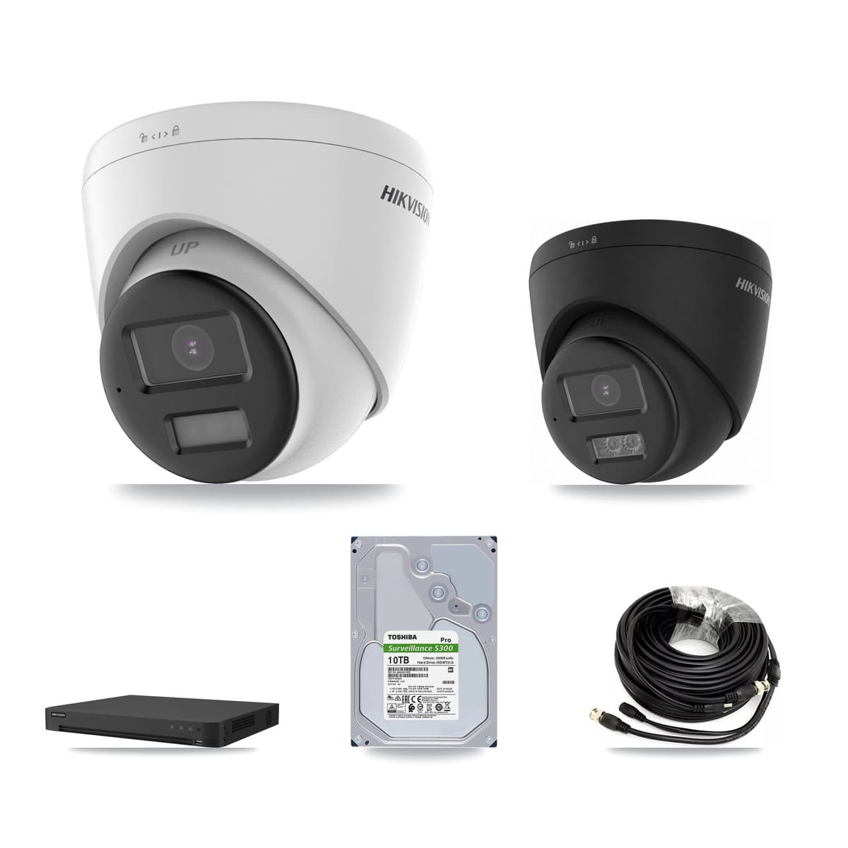 Hikvision 16-Channel 5MP – 4K CCTV Kit — 5 DS-2CE78K0T-LPTS 5MP + 1 Black DS-2CE78U0T-LTS-BLACK 4K Turret Cameras + 10TB Recording (IDS-7216HUHI-M2/XT Recorder) - Image 1