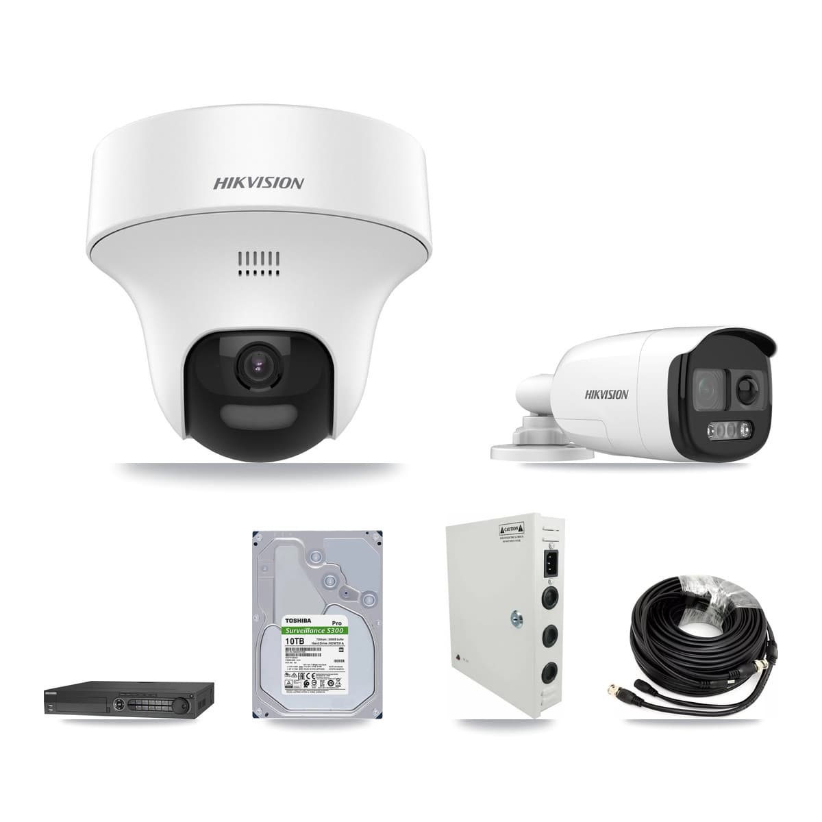 Hikvision 32-Channel 5MP CCTV Kit — 1 DS-2CE12KF3T Bullet + 14 DS-2CE70K0T Turret Cameras + 2× 10TB Recording (IDS-7332HUHI Recorder) - Image 1