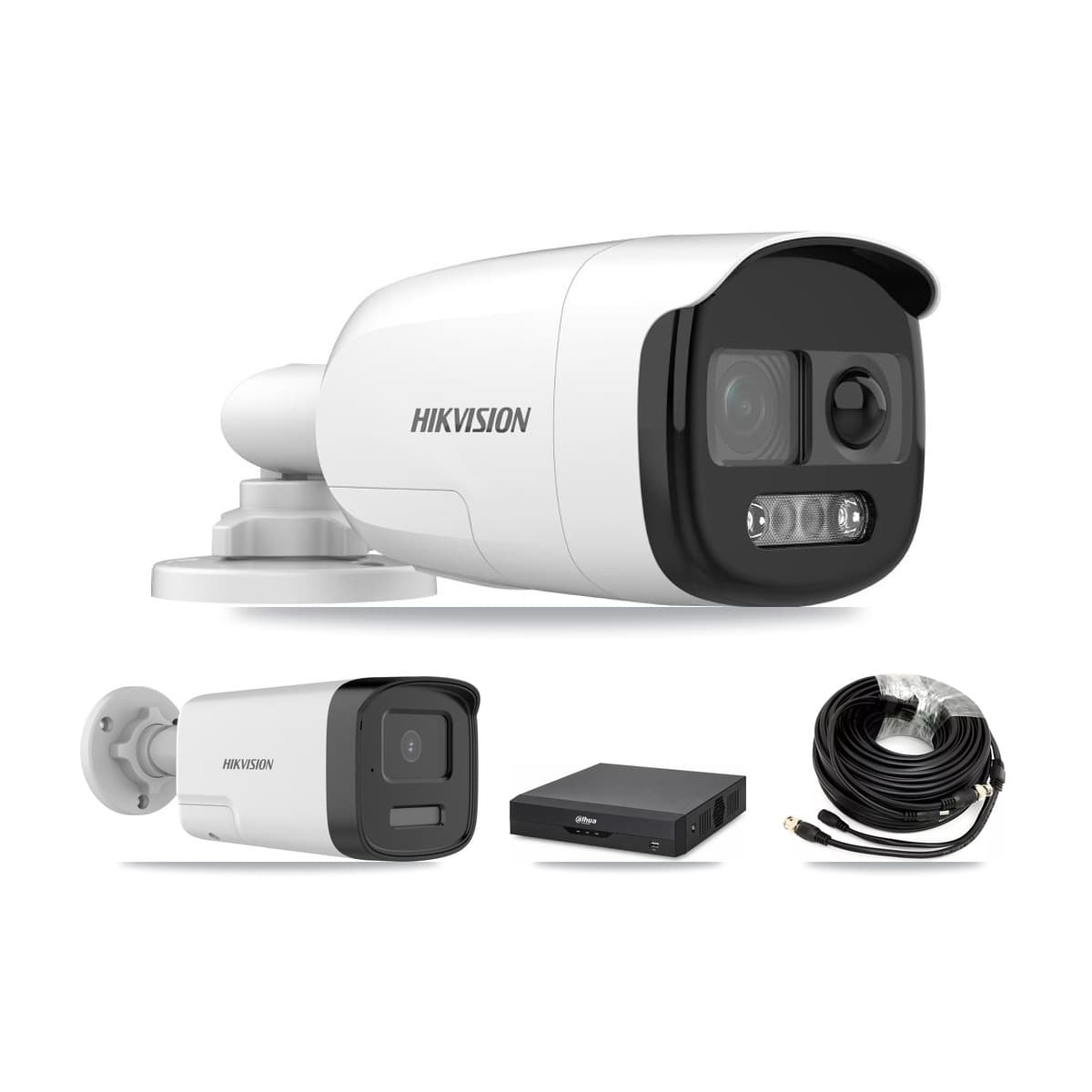 Hikvision & Dahua 4-Channel 5MP CCTV Kit — 1 DS-2CE12KF3T + 1 DS-2CE17K0T Bullet Cameras + 2TB Recording - Image 1