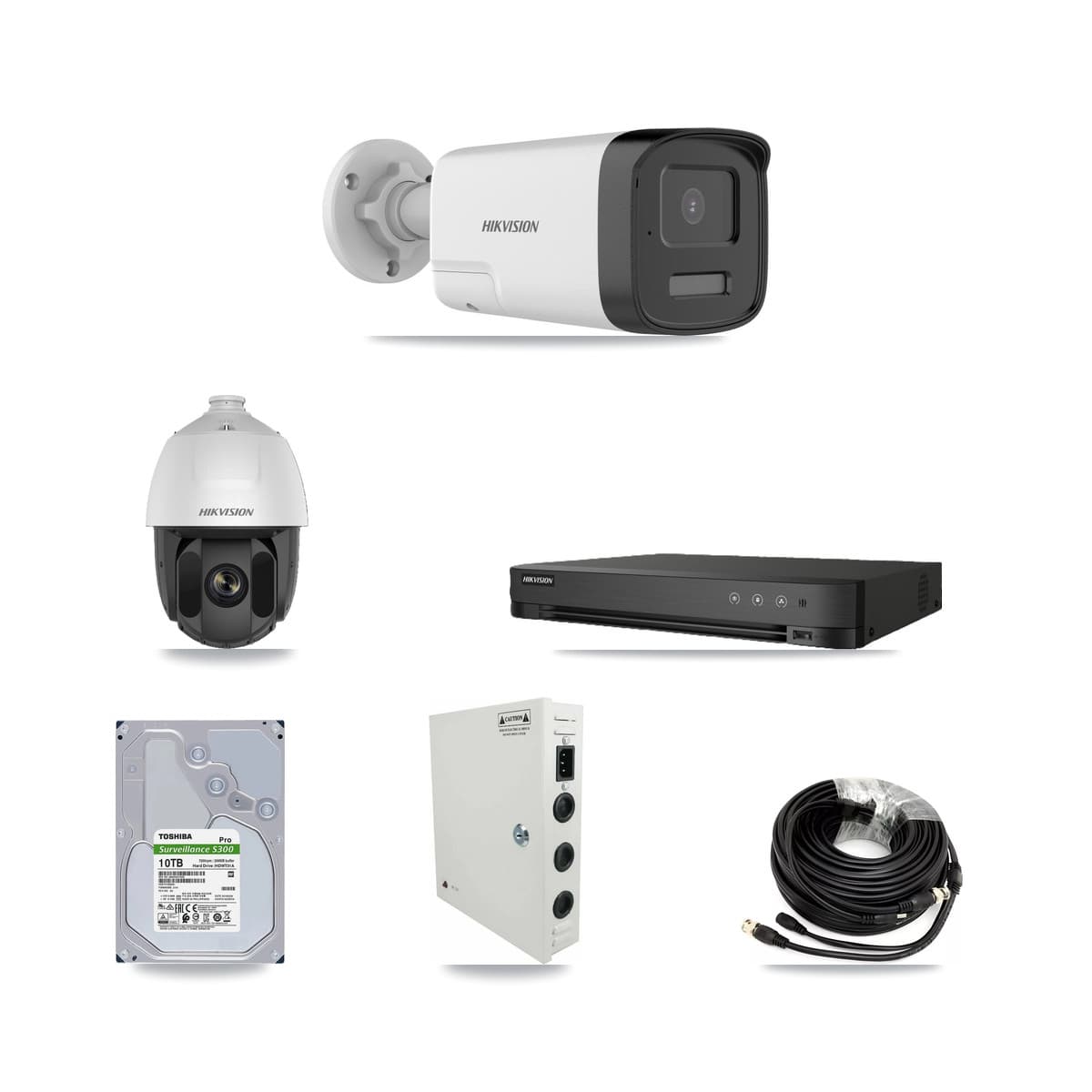 Hikvision 8-Channel 2MP – 5MP CCTV Kit — 1 DS-2AE5225TI 2MP PTZ + 7 DS-2CE17K0T 5MP Bullet Cameras + 10TB Recording (IDS-7208HQHI Recorder) - Image 1
