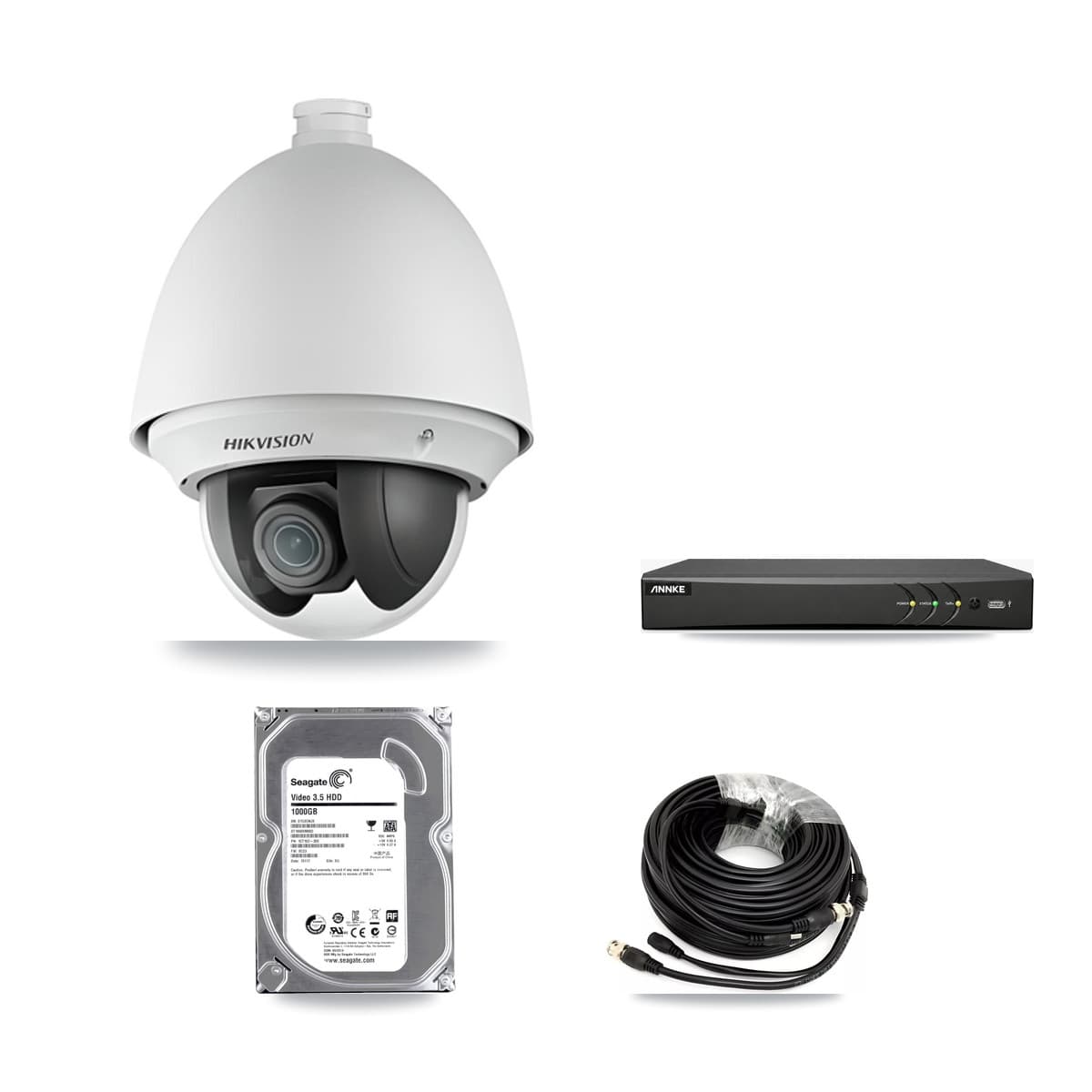 Hikvision & ANNKE 4-Channel 2MP CCTV Kit — 2 DS-2AE4225T PTZ Cameras + 1TB Recording - Image 1