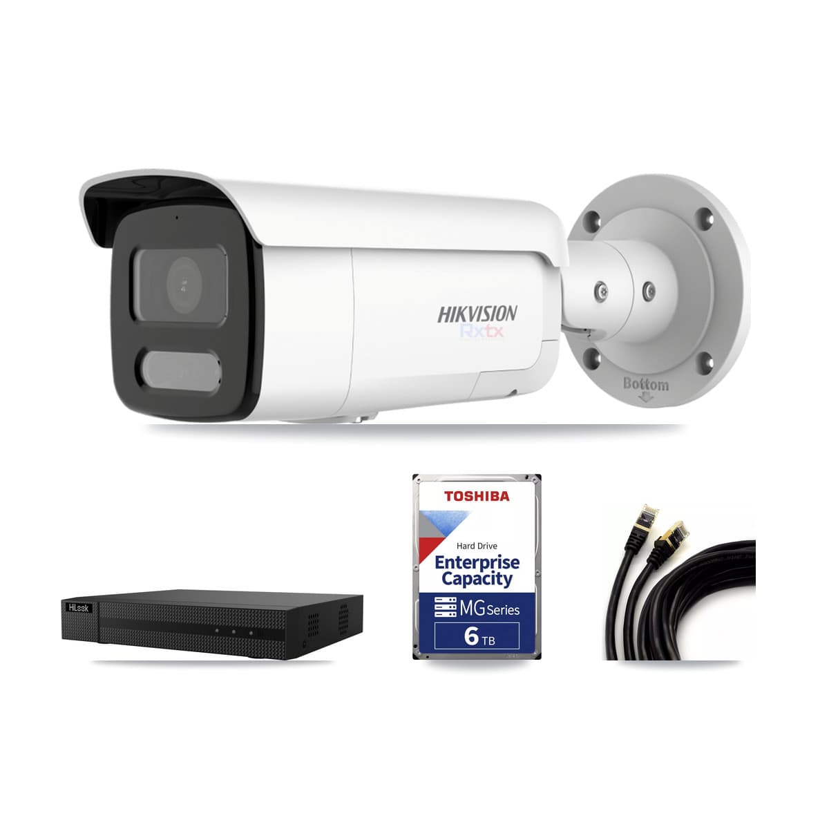 Hikvision & HiLook 8-Channel 4K CCTV Kit — 4 White Bullet Cameras + 6TB Recording - Image 1