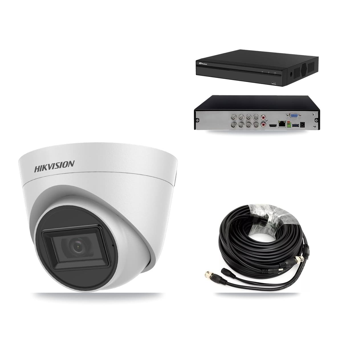Hikvision & Prolux 8-Channel 5MP CCTV Kit — 6 White Turret Cameras + 8TB Recording (PXD-5108HS Recorder) - Image 1