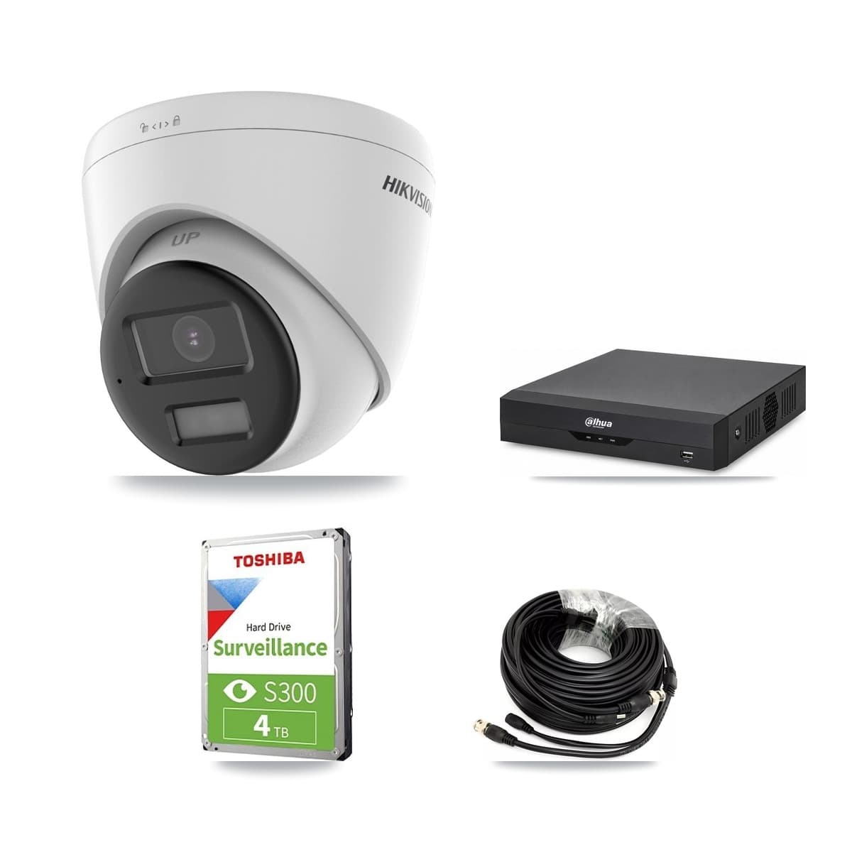 Hikvision & Dahua 4-Channel 4K CCTV Kit — 4 DS-2CE78U0T Turret Cameras + 4TB Recording - Image 1