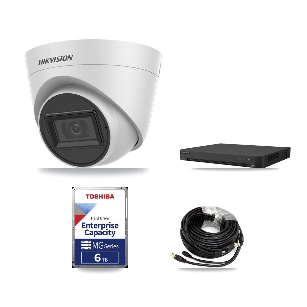 Hikvision 16-Channel 5MP CCTV Kit — 4 White Turret Cameras + 6TB Recording (IDS-7216HUHI Recorder) - Image 1