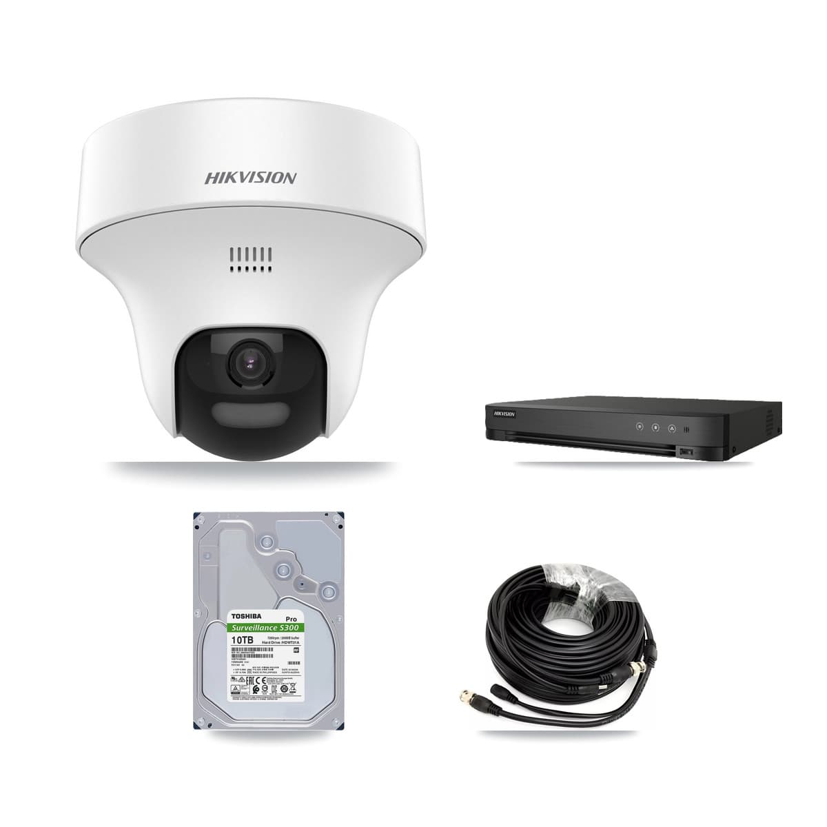 Hikvision 8-Channel 5MP CCTV Kit — 8 DS-2CE70K0T Turret Cameras + 10TB Recording (IDS-7208HQHI Recorder) - Image 1