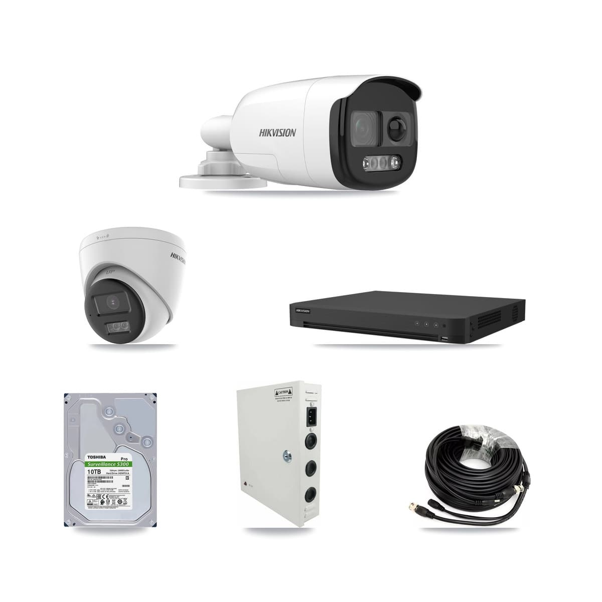 Hikvision 32-Channel 5MP CCTV Kit — 8 DS-2CE12KF3T-PIRXO Bullet + 8 DS-2CE78K0T-LTS Turret Cameras + 2× 10TB Recording (IDS-7232HQHI-M2/XT Recorder) - Image 1