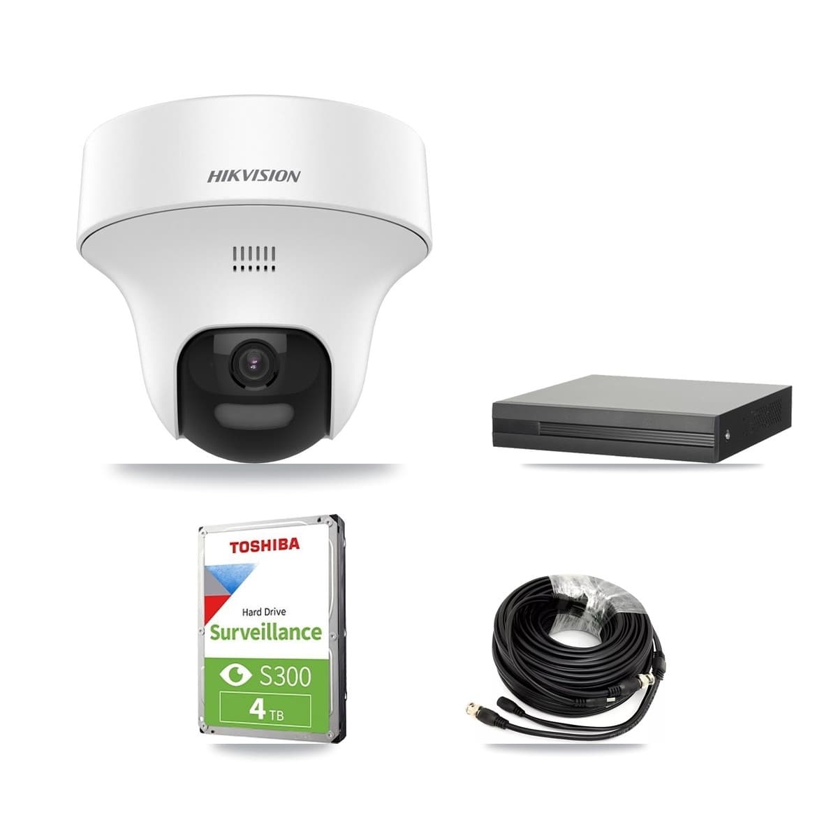 Hikvision 4-Channel 5MP CCTV Kit — 3 DS-2CE70K0T Turret Cameras + 4TB Recording (XVR-3104HS Recorder) - Image 1
