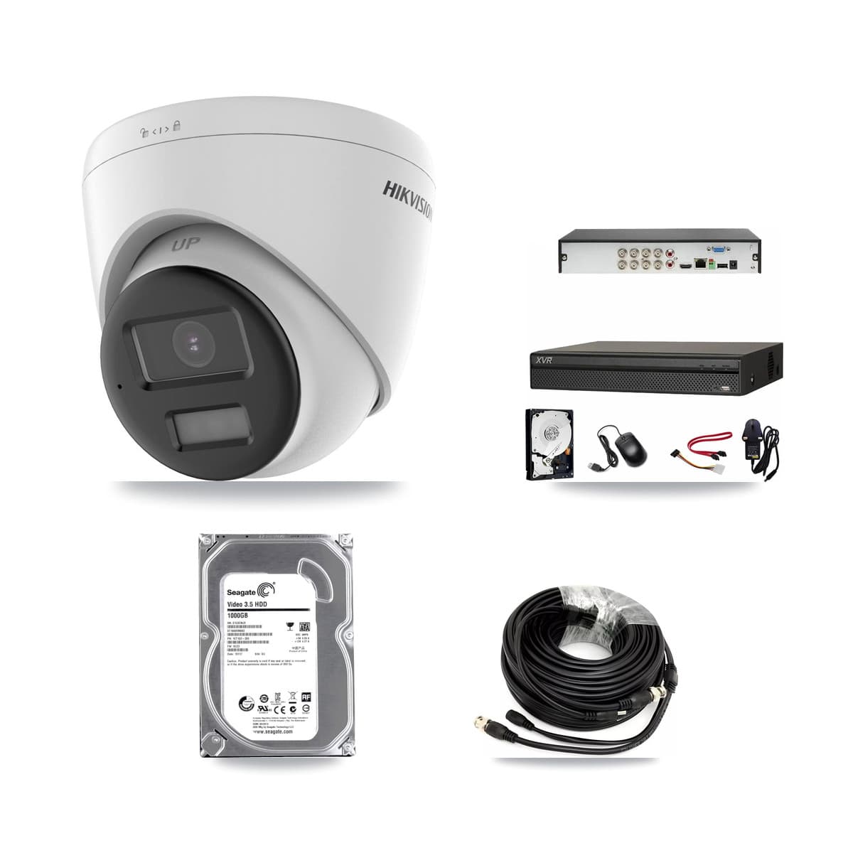 Hikvision & Dahua 8-Channel 5MP CCTV Kit — 2 DS-2CE78K0T-LPTS Turret Cameras + 1TB Recording (XVR-3108AD-4K Recorder) - Image 1