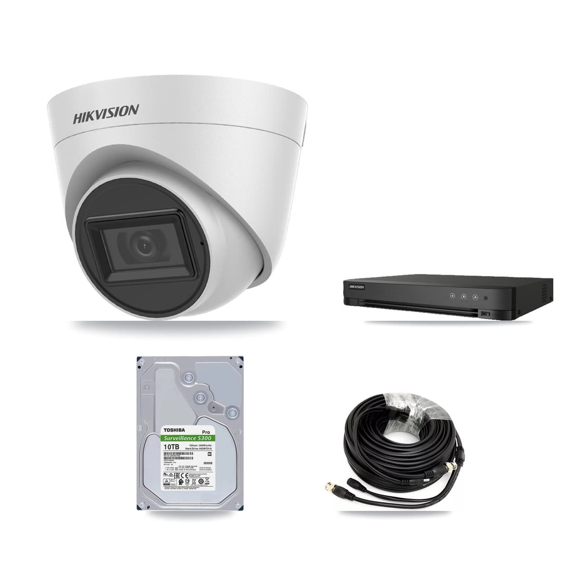 Hikvision 8-Channel 5MP CCTV Kit — 6 White Turret Cameras + 10TB Recording (IDS-7208HQHI Recorder) - Image 1