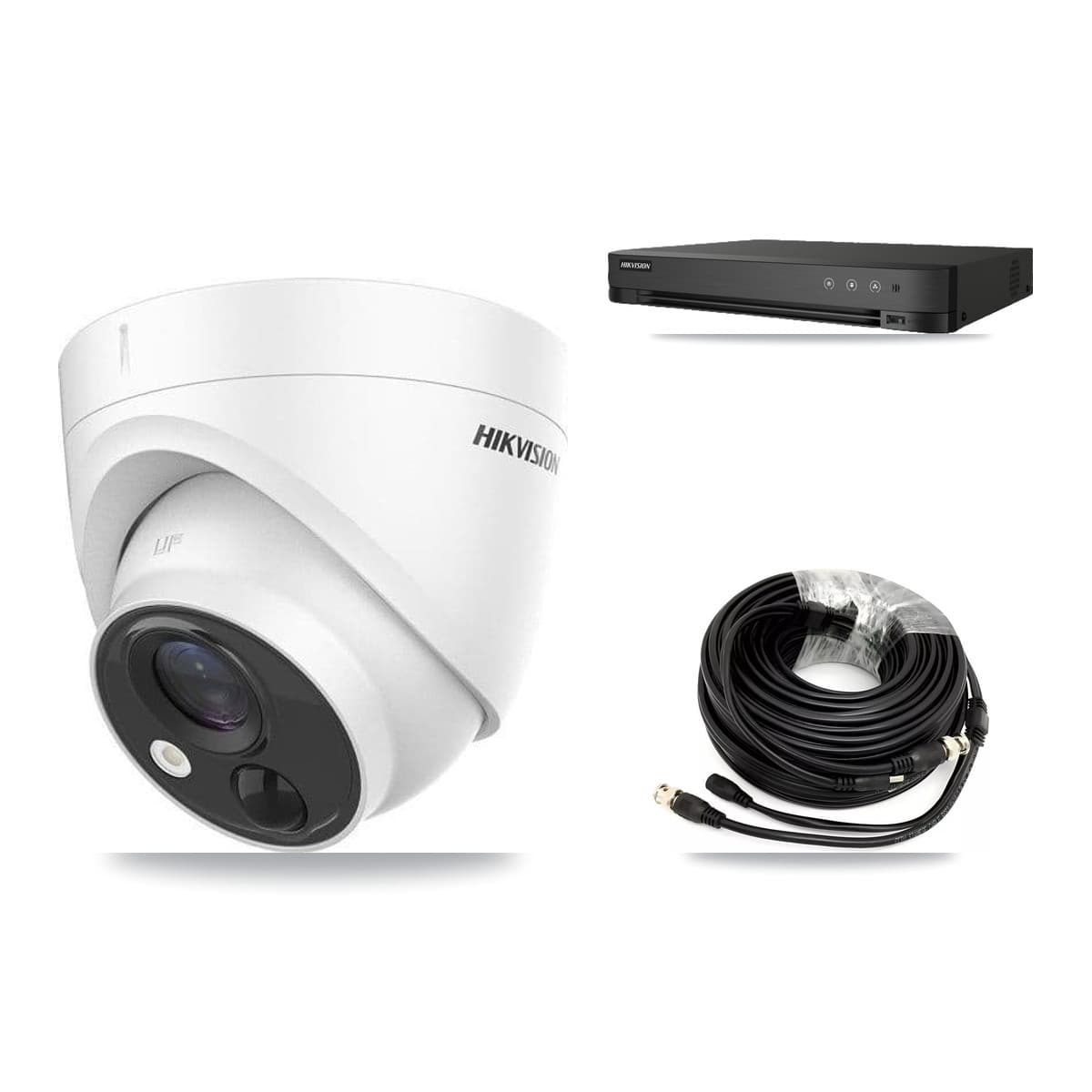 Hikvision 8-Channel 5MP CCTV Kit — 6 DS-2CE71H0T-PIRLO Turret Cameras + 8TB Recording (IDS-7208HUHI-M1/E Recorder) - Image 1