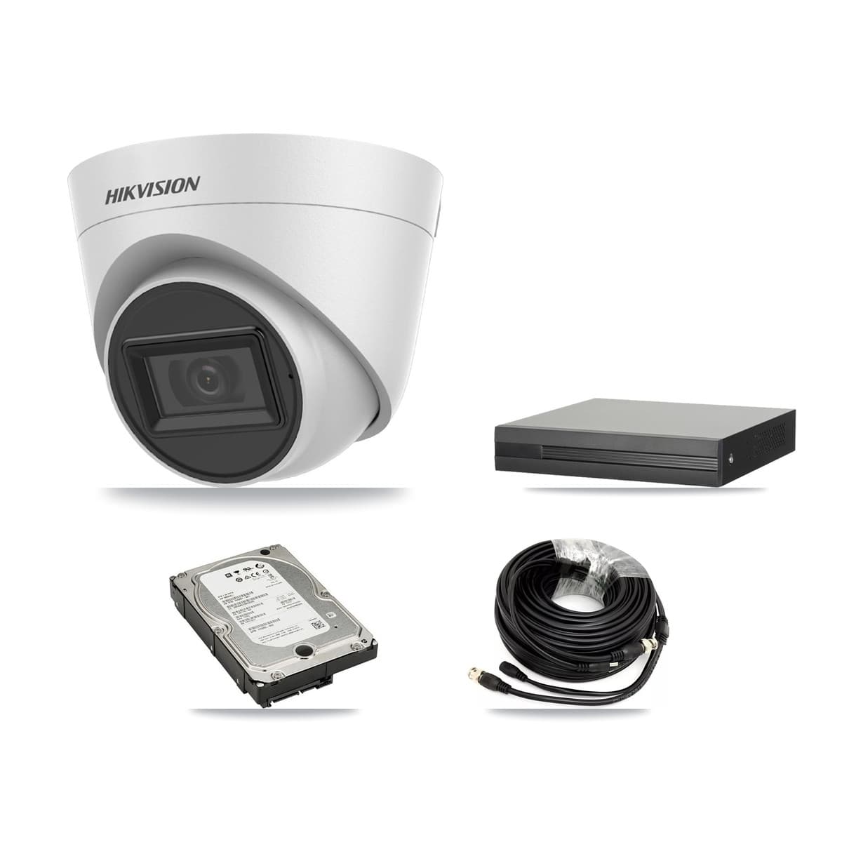 Hikvision 8-Channel 5MP CCTV Kit — 4 White Turret Cameras + 5TB Recording (XVR-3108HS Recorder) - Image 1