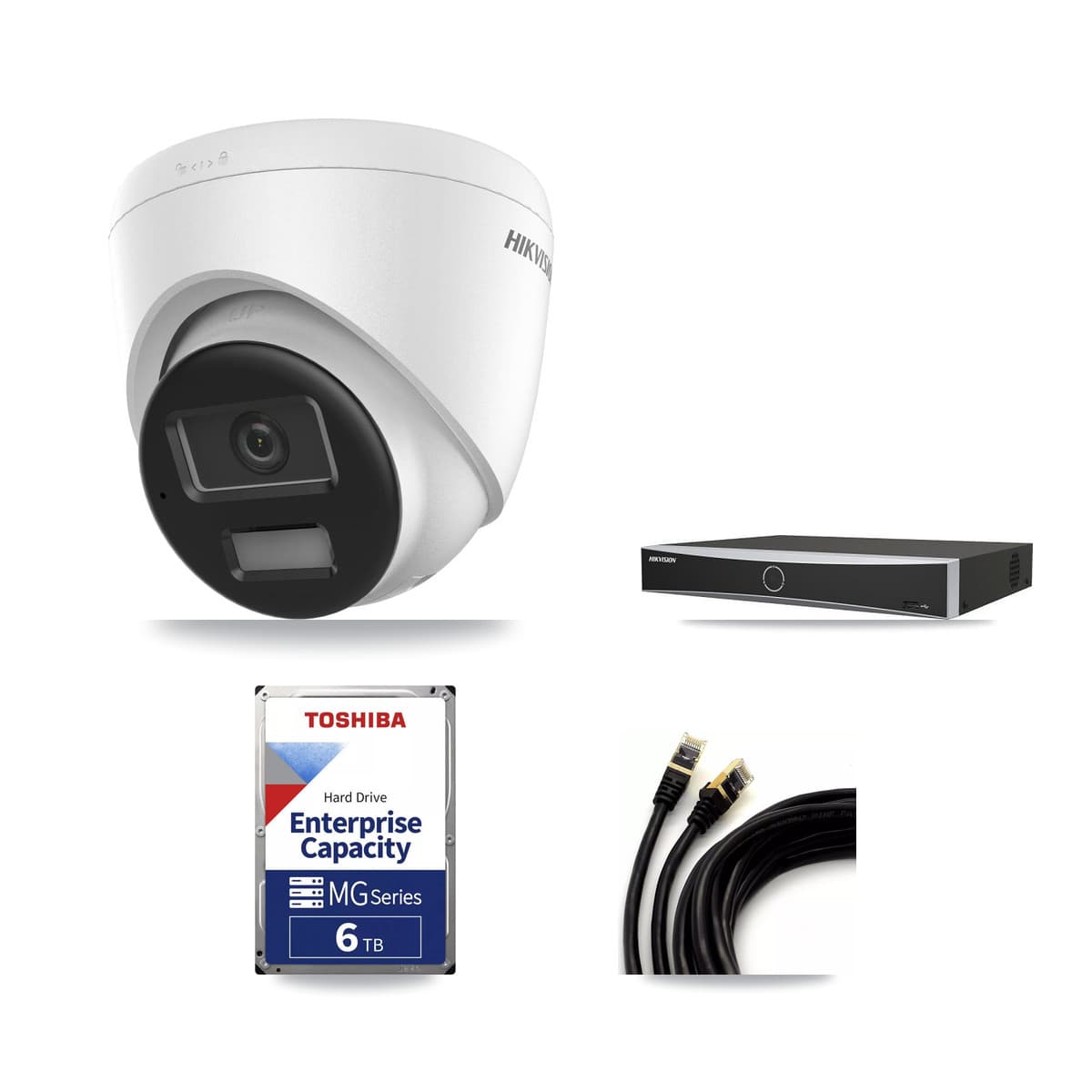 Hikvision 4-Channel 4K CCTV Kit — 2 DS-2CD1383G2-LIUF/SL Turret Cameras + 6TB Recording (DS-7604NXI-K1/4P Recorder) - Image 1