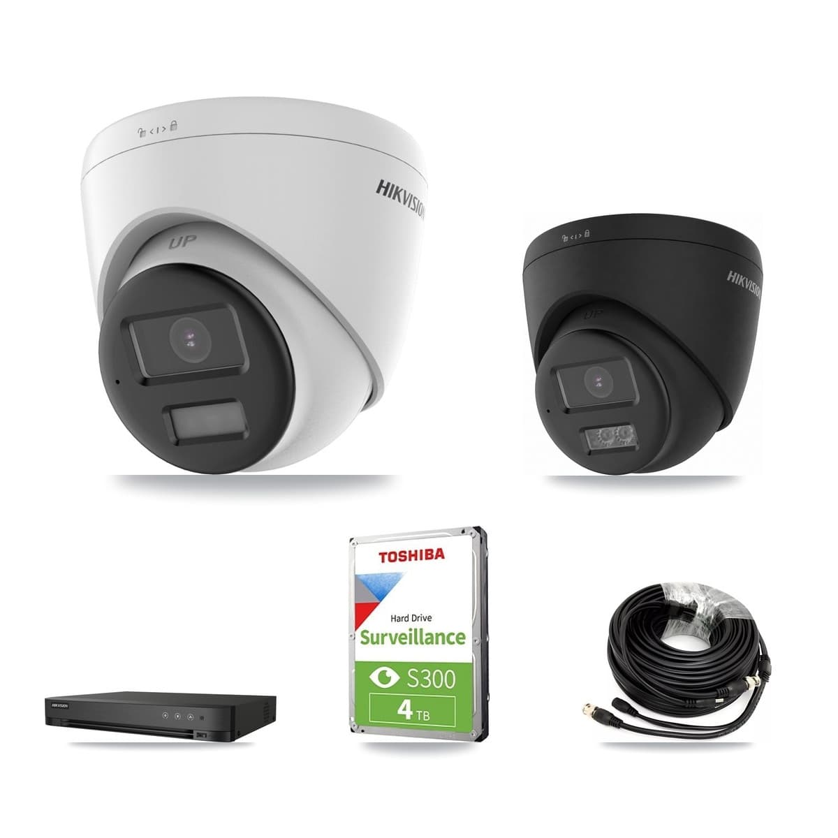 Hikvision 4-Channel 4K CCTV Kit — 2 DS-2CE78U0T + 2 DS-2CE78U0T Turret Cameras + 4TB Recording - Image 1
