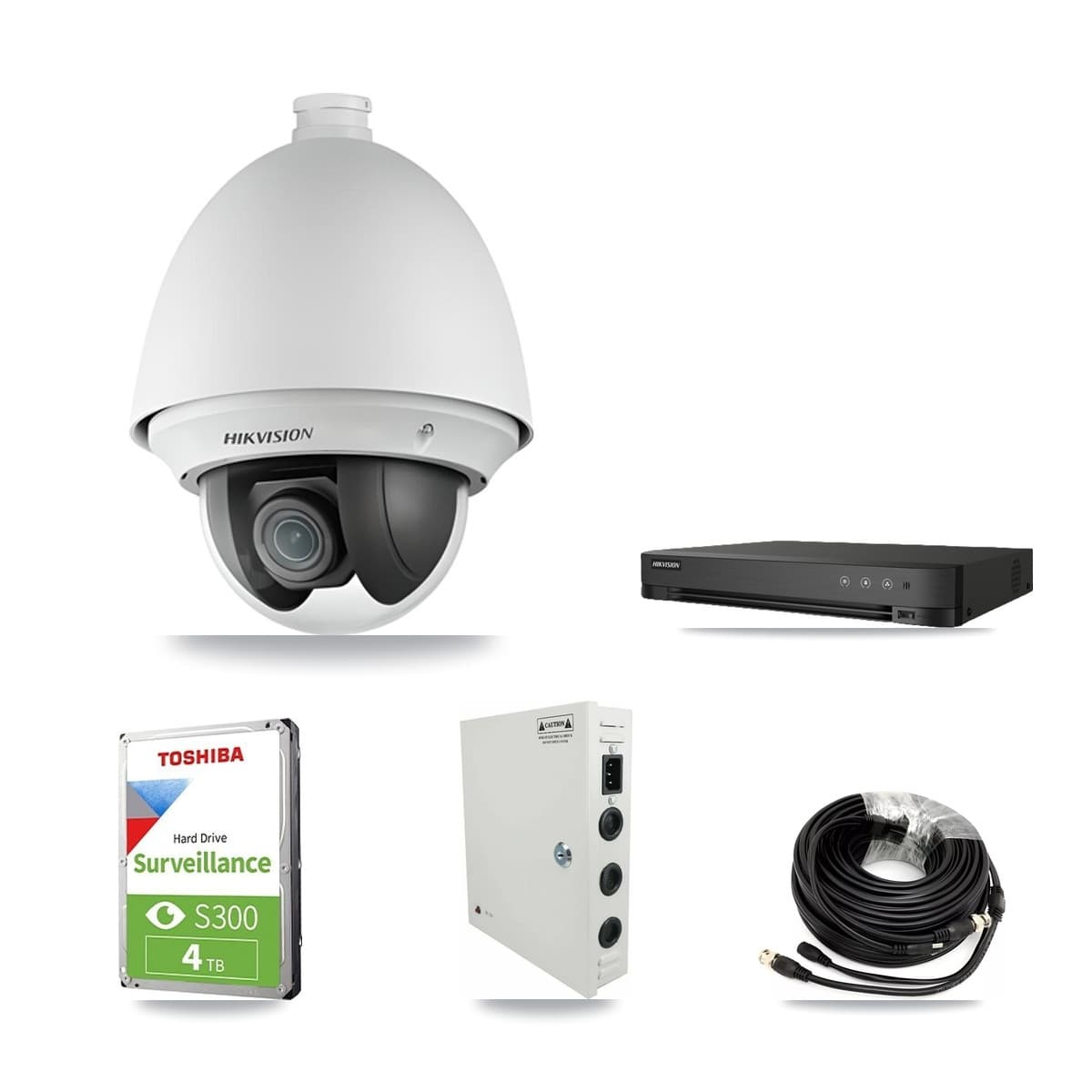 Hikvision 4-Channel 2MP CCTV Kit — 4 DS-2AE4225T PTZ Cameras + 4TB Recording (DS-7204HGHI Recorder) - Image 1