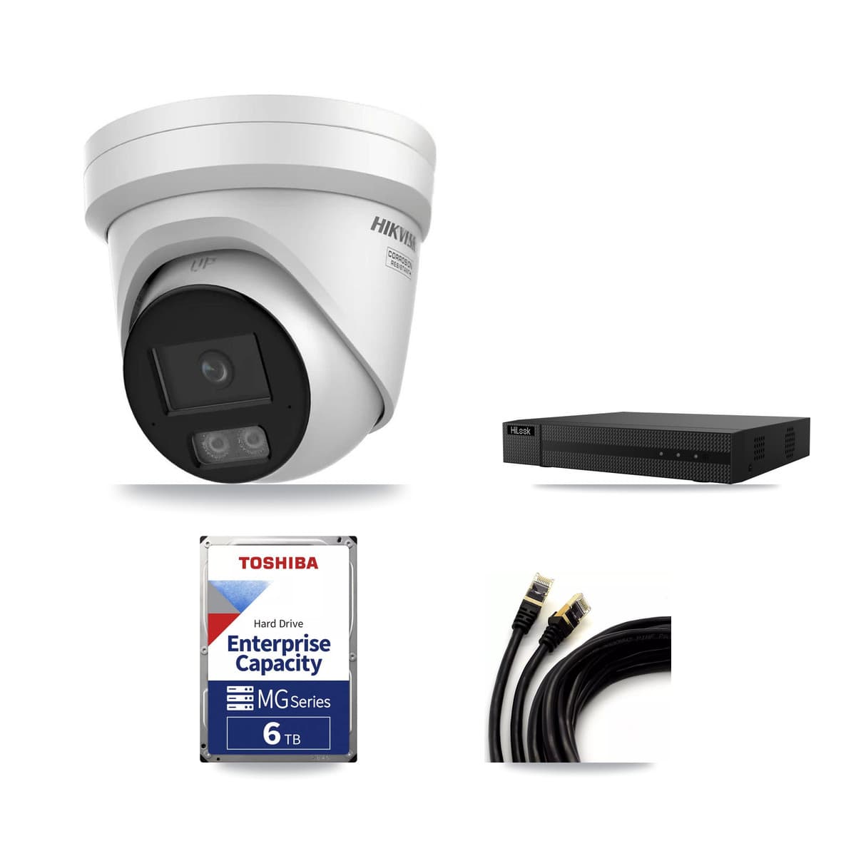 Hikvision & HiLook 8-Channel 4K CCTV Kit — 5 DS-2CD2387G3 Turret Cameras + 6TB Recording - Image 1