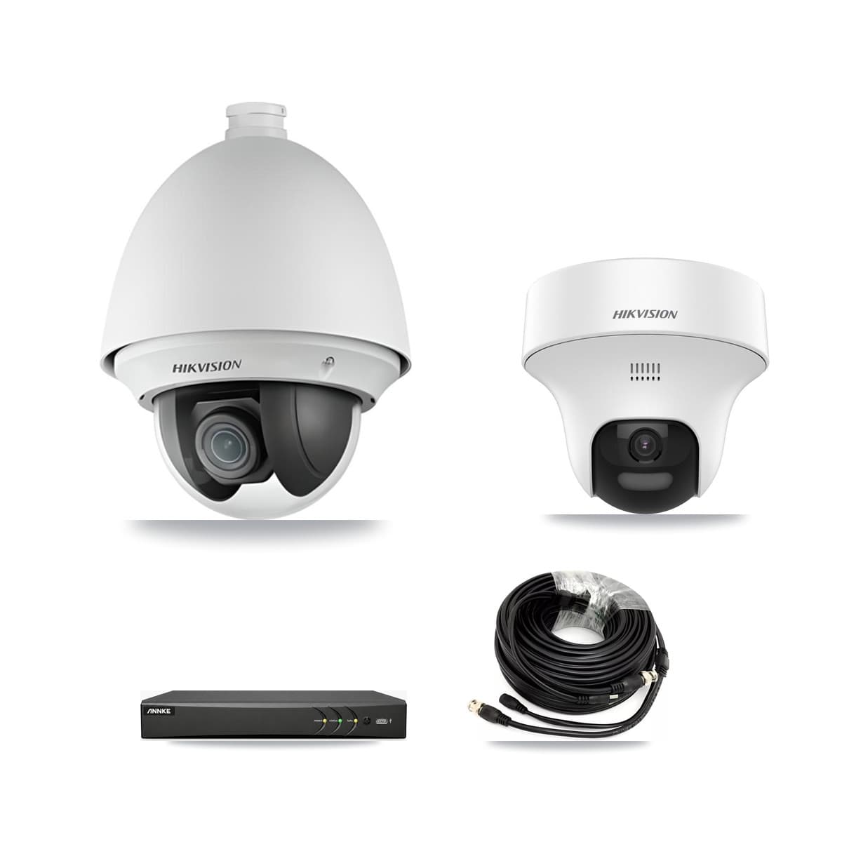 Hikvision & ANNKE 4-Channel 2MP – 5MP CCTV Kit — 1 DS-2AE4225T 2MP PTZ + 1 DS-2CE70K0T 5MP Turret Cameras + 1TB Recording - Image 1