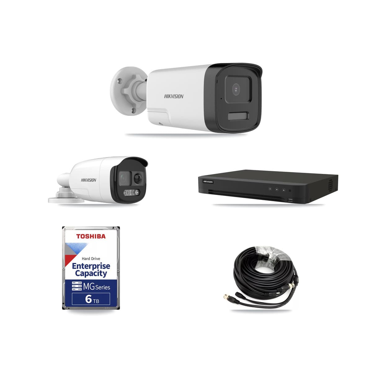 Hikvision 8-Channel 5MP CCTV Kit — 1 DS-2CE12KF3T-PIRXO + 4 DS-2CE17K0T-LXTS Bullet Cameras + 6TB Recording (IDS-7208HUHI-M1/XT Recorder) - Image 1